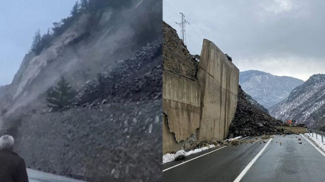 Yer: Artvin… Korkutan heyelan anları kamerada!