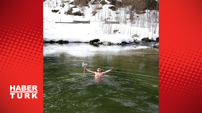 'Kaçkarlı Viking' buz tutan gölde yüzdü