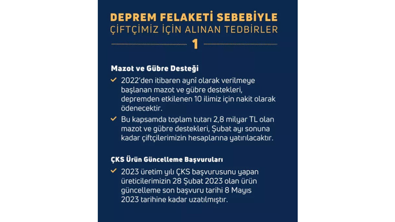 Şubat ayı mazot gübre desteği