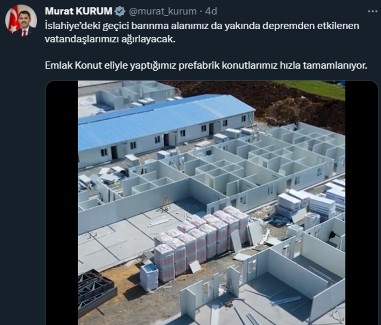 Bakan Kurum: Prefabrik konutlarımız hızla tamamlanıyor