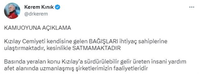 Kerem Kınık iddialara ilişkin çok net konuştu: Bağışlar doğrudan vatandaşlarımıza ücretsiz ulaştırılmaktadır